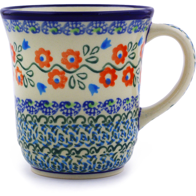 Polish Pottery Mug 9 oz Tulip Vines