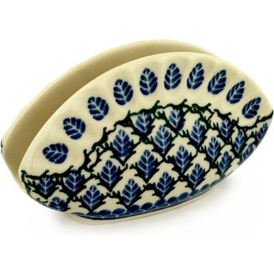 Polish Pottery Napkin Holder 5&quot; Aspen Leaf Trellis