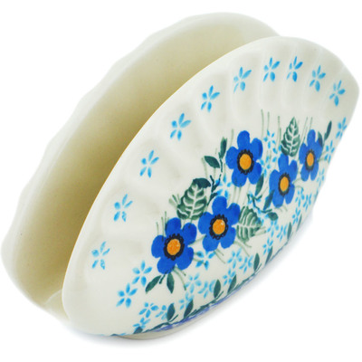 Polish Pottery Napkin Holder 5&quot; Blue Joy