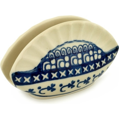 Polish Pottery Napkin Holder 5&quot; Hooking Shamrocks