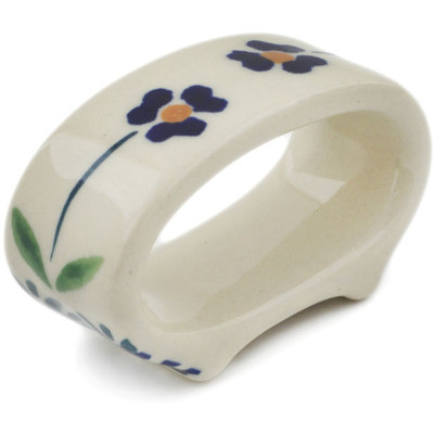 Polish Pottery Napkin Ring 2&quot; Mariposa Lily