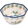 Polish Pottery Octagonal Bowl 7&quot; Goldfinch Glory UNIKAT