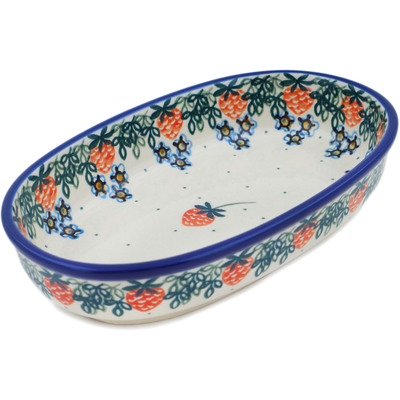Polish Pottery Oval Baker 8&quot; Strwaberry Fever