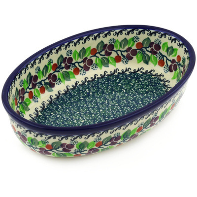 Polish Pottery Oval Baker 9&quot; Berry Garland