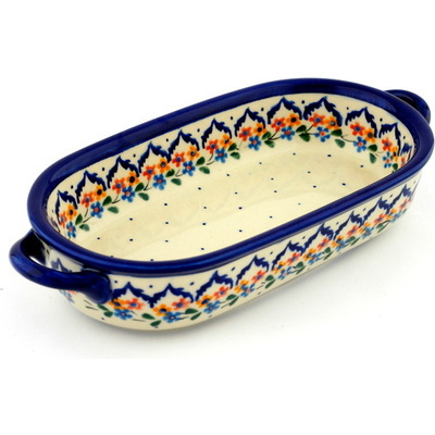 Polish Pottery Oval Baker with Handles 9&quot;