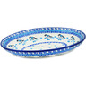 Polish Pottery Oval Bowl 10&quot; Winter Sparrow