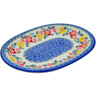 Polish Pottery Oval Platter 11&quot; Hibiscus Haven