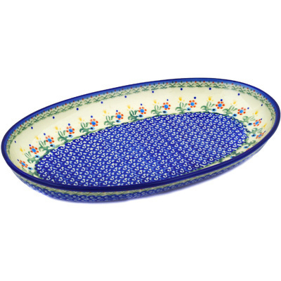 Polish Pottery Oval Platter 14&quot; Spring Flowers