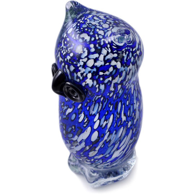 Glass Owl Figurine 6&quot; Blue