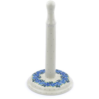 Polish Pottery Paper Towel Stand 13&quot; Blue Rose