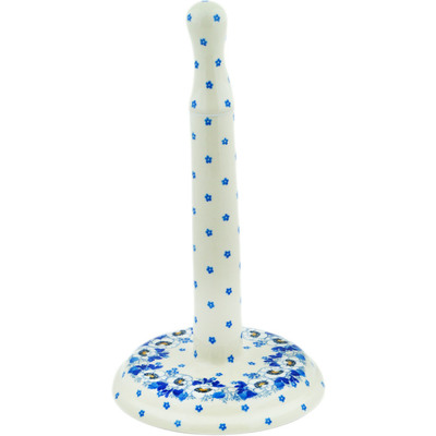 Polish Pottery Paper Towel Stand 13&quot; Blue Spring