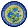 Polish Pottery Pasta Bowl 8&quot; Blue Hydrangea UNIKAT