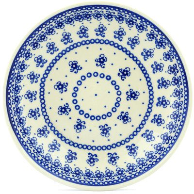 Polish Pottery Pasta Bowl 8&quot; Blue Pattern