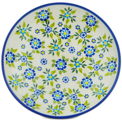 Polish Pottery Pasta Bowl 9&quot; Forget-me-not Field