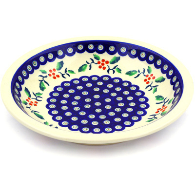 Polish Pottery Pasta Bowl 9&quot; Holly Berries