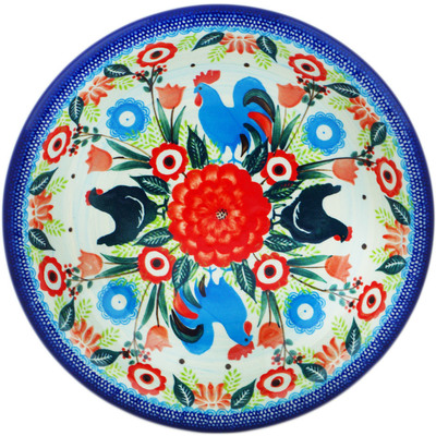 Polish Pottery Pasta Bowl 9&quot; Rooster Fiesta