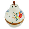 Polish Pottery Pear Shaped Jar 6&quot; Rustic Field Flowers Red