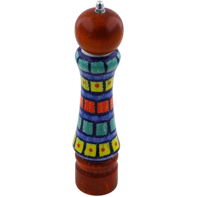 Polish Pottery Pepper Grinder 8&quot; Stained Glass