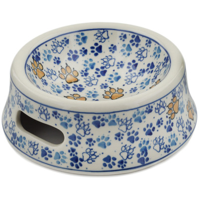 Polish Pottery Pet Bowl 7&quot; Paws And Paws