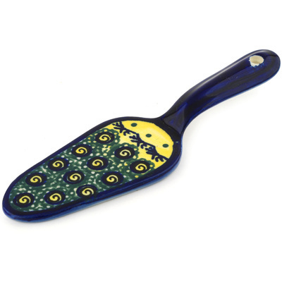Polish Pottery Pie and Cake Server 7&quot; Peacock Bumble Bee