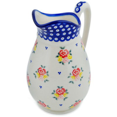 Polish Pottery Pitcher 6 cups Sunny Side Blooms