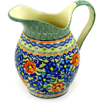 Polish Pottery Pitcher 7&frac34; Cup Floral Delight UNIKAT