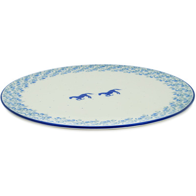Polish Pottery Pizza Plate 13&quot; Horse Gallop