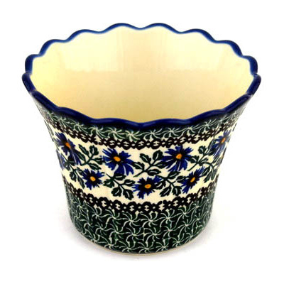 Polish Pottery Planter 6&quot; Blue Chicory