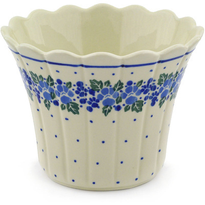 Polish Pottery Planter 6&quot; Blue Speckle Garland