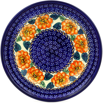 Polish Pottery Plate 10&quot; Begonia Fields UNIKAT