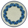 Polish Pottery Plate 10&quot; Blue Rose