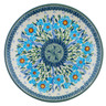 Polish Pottery Plate 10&quot; Bright Blue Happiness UNIKAT