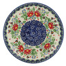 Polish Pottery Plate 10&quot; Folk Flowers UNIKAT