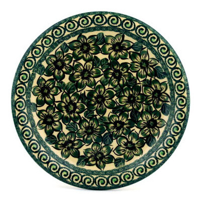 Polish Pottery Plate 10&quot; Gratuitous Greens UNIKAT