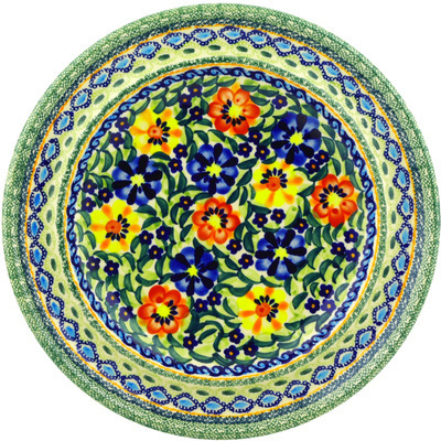 Polish Pottery Plate 10&quot; Primary Poppies UNIKAT