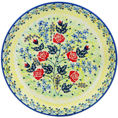 Polish Pottery Plate 10&quot; Rising Roses Yellow Morning UNIKAT