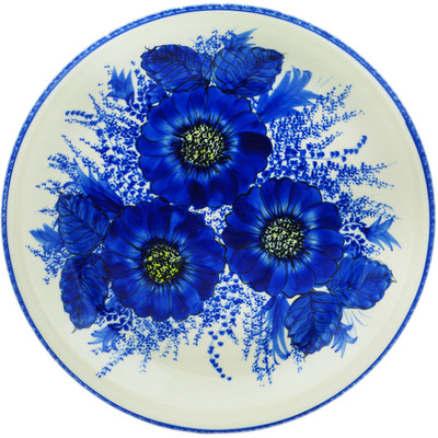 Polish Pottery Plate 11&quot; Blue Poppy Dream UNIKAT