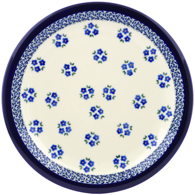 Polish Pottery Plate 11&quot; Forget Me Not Dots