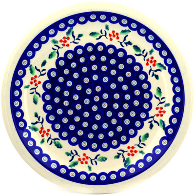 Polish Pottery Plate 11&quot; Holly Berries