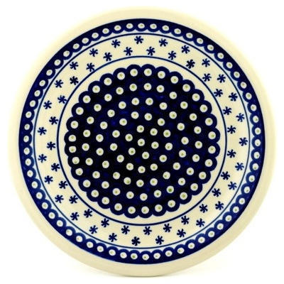 Polish Pottery Plate 11&quot; Peacock Snowflake