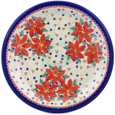 Polish Pottery Plate 11&quot; Poinsettia UNIKAT