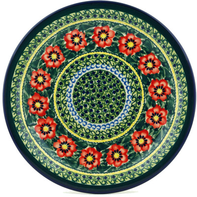 Polish Pottery Plate 11&quot; Poppies All Around UNIKAT
