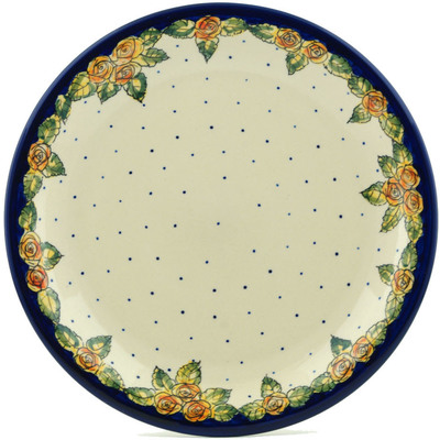 Polish Pottery Plate 11&quot; Red Cabbage Roses