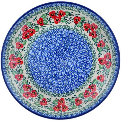 Polish Pottery Plate 11&quot; Red Pansy