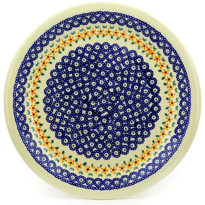 Polish Pottery Plate 11&quot; Starflower Peacock