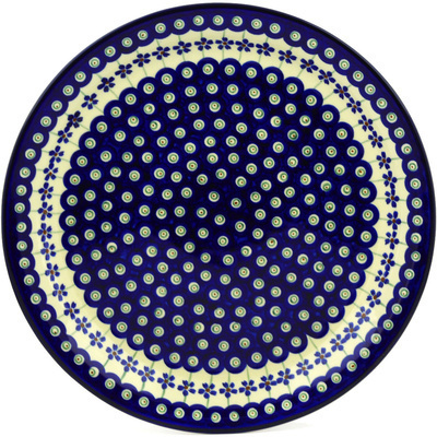 Polish Pottery Plate 12&quot; Flowering Peacock