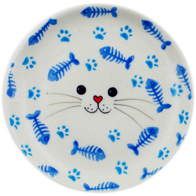 Polish Pottery Plate 4&quot; Cat Face
