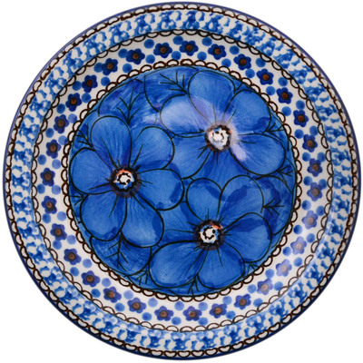 Polish Pottery Plate 6&quot; Cobalt Poppies UNIKAT