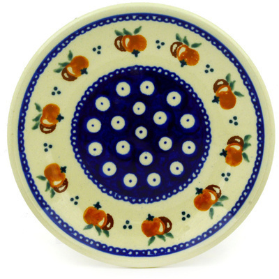 Polish Pottery Plate 6&quot; Country Apple Peacock