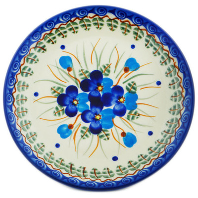Polish Pottery Plate 7&quot; Blue Pansy